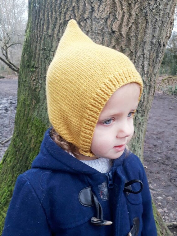 Girls Hat Boys Hat Pixie Bonnet Knitted 