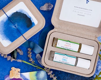 Ensemble de deux mélanges d’huiles essentielles Best-seller allie aromathérapie sur la route - bas de Noël