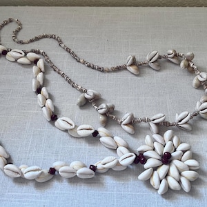 Long Cowrie Shell Lei/Necklaces Vintage Pacific Island TWO