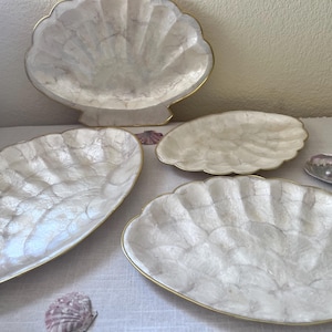 Capiz Shell Trays and Bowls Vintage Scallop Shape