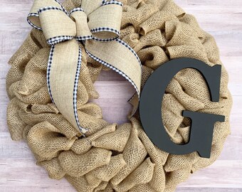 and Signs Winter Grey Interchangeable Bow\u2122 Monograms Interchangeable with Burlap Wreaths Removable Initials