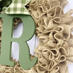 Wreath for front door year round, burlap wreath with initial, personalized gift, for fall, farmhouse, housewarming wedding, outdoor decor image 5