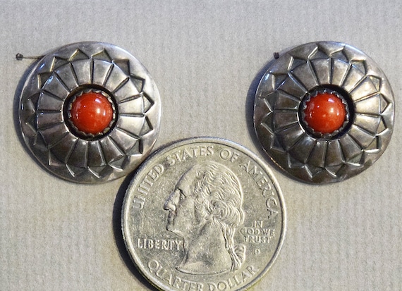 Classic 1940s era Sterling silver and Red Coral c… - image 1
