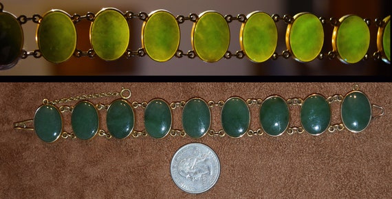 Hand-crafted 14K gold and high grade Alaskan Jade… - image 1