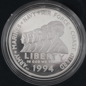 1994 Silver Dollar PROOF &quot;Women in the Military&quot;, with original packaging and COA