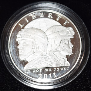 2011 Silver PROOF U.S. Army Dollar with original packaging and COA