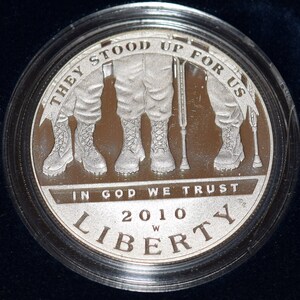 2010 Permanently Disabled Veterans Proof dollar  with original packaging and COA