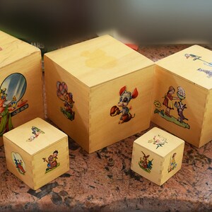 Decorators Delight! Set of 8 wooden boxes - circa 1940 - in excellent conditions WITH DECALS!