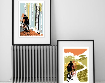 Cycling Print, Set of 2 Cycling Prints, Prints for Cyclists