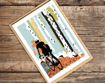 Cycling Card, Card for Cyclists,  Into The Woods Cycling Card