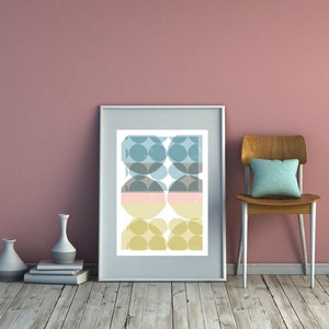 Abstract Art Print. Giclee Scandi Dots Art Print. Circle Print. Geometric Fine Art Print image 1