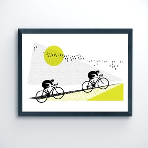 Radfahren Kunst / Fahrrad Druck / Giclee Radfahren Druck / Sonnenaufgang Fahrt Bild 1