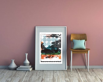 Abstract Art Print, Giclee Top of the Lake Art Print. Abstract Fine Art Print