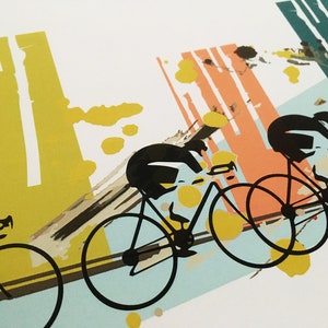 Cycling Art / Bicycle Print / Giclee Cycling Print / Colour Ride image 3