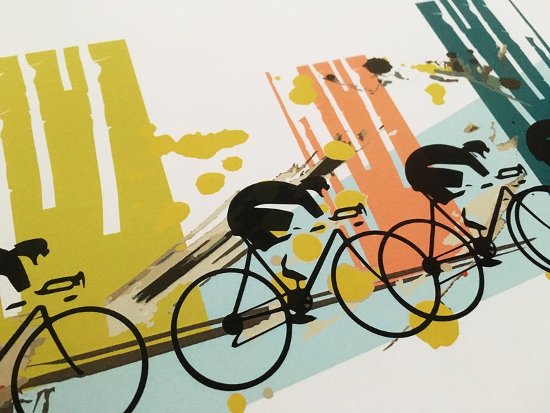 Cycling Art / Bicycle Print / Giclee Cycling Print / Colour Ride image 3