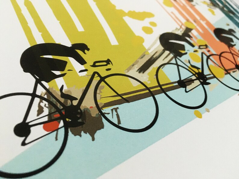 Cycling Art / Bicycle Print / Giclee Cycling Print / Colour Ride image 2