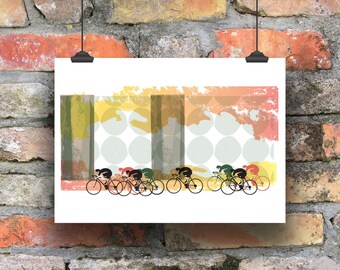 Cycling Art Print: Rainbow Colors, Joy of Cycling, A4 Poster