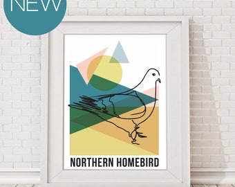 A4 Poster Print. Pigeon Print. Pigeon Art. Northern Homebird