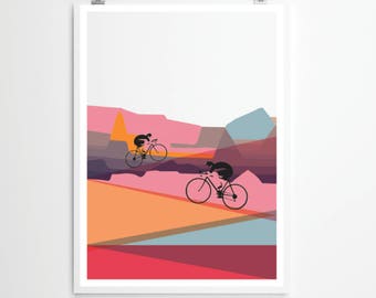 Cycling Art / Bicycle Print /  Giclee Cycling Print / Up, Up & Away