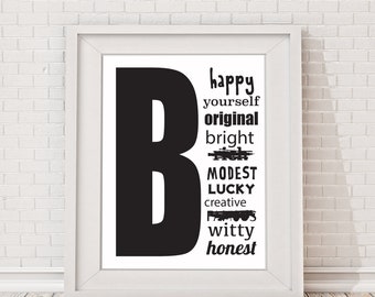 Typography A4 Poster Print, Be Happy