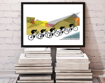 Cycling A4 Poster Print, Cycling Print, Print for Cyclists, Club Ride