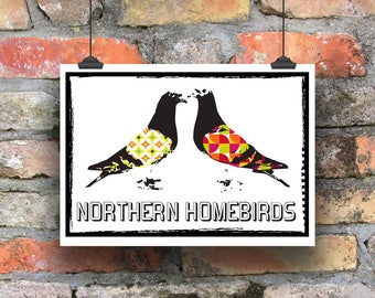 Northern Homebird Pigeon Print: Modern Illustration, A4 Gloss Paper