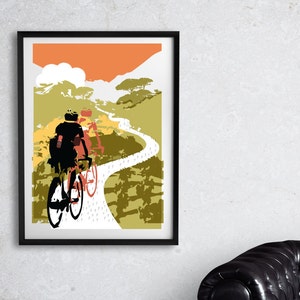 Cycling Art / Bicycle Print / Giclee Cycling Print / Head In The Clouds / Into The Woods image 1