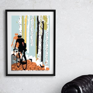 Cycling Art / Bicycle Print / Giclee Cycling Print / Head In The Clouds / Into The Woods image 2