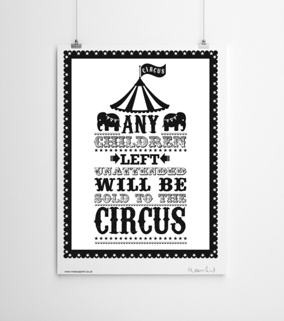 Set Of 2 Affiches De Cirque Noir Et Blanc Etsy