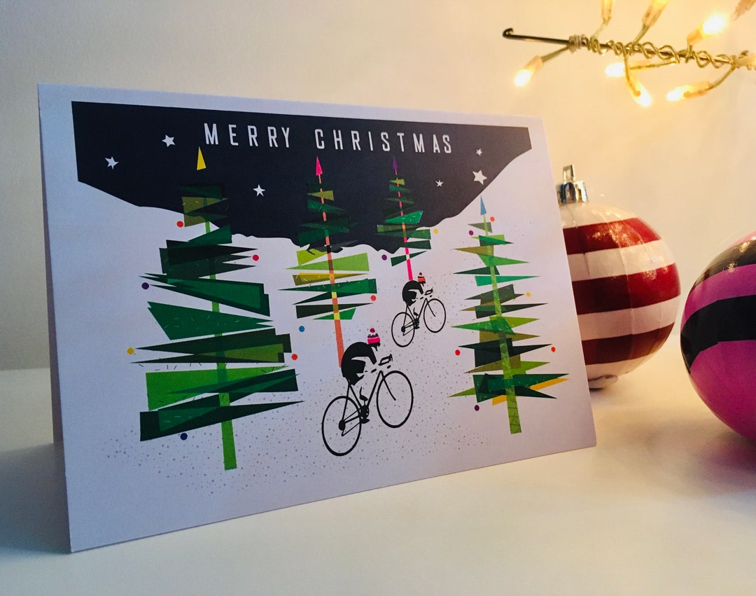 Cycling Christmas Card. Christmas Card for Cyclists. Christmas Etsy