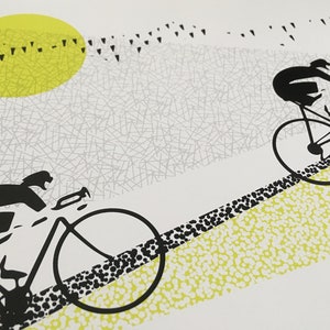 Radfahren Kunst / Fahrrad Druck / Giclee Radfahren Druck / Sonnenaufgang Fahrt Bild 3