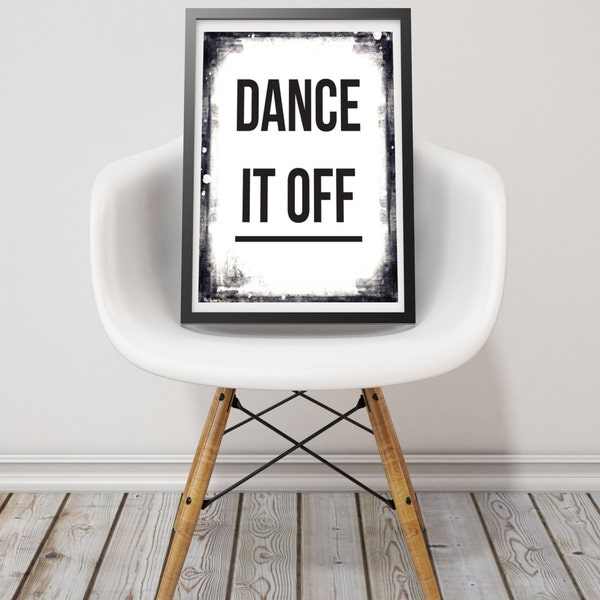 Music Print. Music Poster. Typography Wall Art. Text Wall Print. Word Print. Black and White Poster. Dance It Off Print