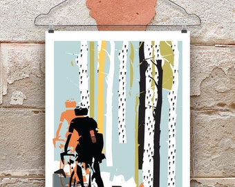 Digital download Into The Woods Cycling Print Artwork