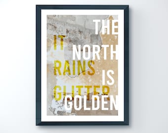 The North Is Golden Glitter Print: Northern Art (A4)