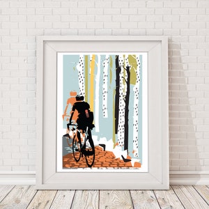 Cycling Poster Print, Cycling Print, Print for Cyclists, Cycling Poster, Cycling Art, Into The Woods