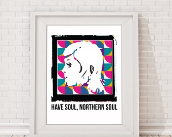 Northern Soul Mod Girl Print: Retro Music Poster