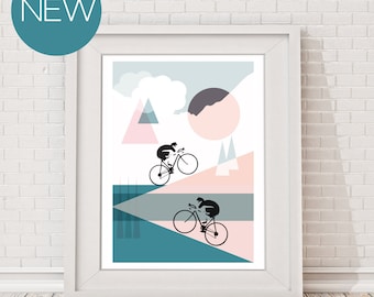 Cycling A4 Poster Print, Cycling Print, Print for Cyclists, Mackerel Skies