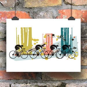 Cycling Art / Bicycle Print / Giclee Cycling Print / Colour Ride image 1