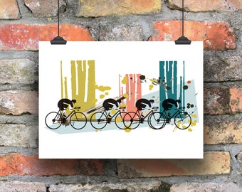 Cycling Poster Print, Cycling Print, Print for Cyclists, Cycling Poster, Cycling Art, Colour Ride