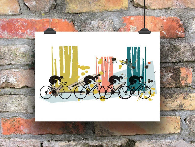 Cycling Art / Bicycle Print / Giclee Cycling Print / Colour Ride image 1