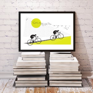 Cycling Art / Bicycle Print / Giclee Cycling Print / Sunrise Ride image 2