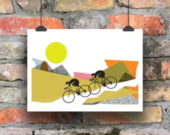 Cycling A4 Poster Print, Cycling Print, Print for Cyclists, Downhill All The Way