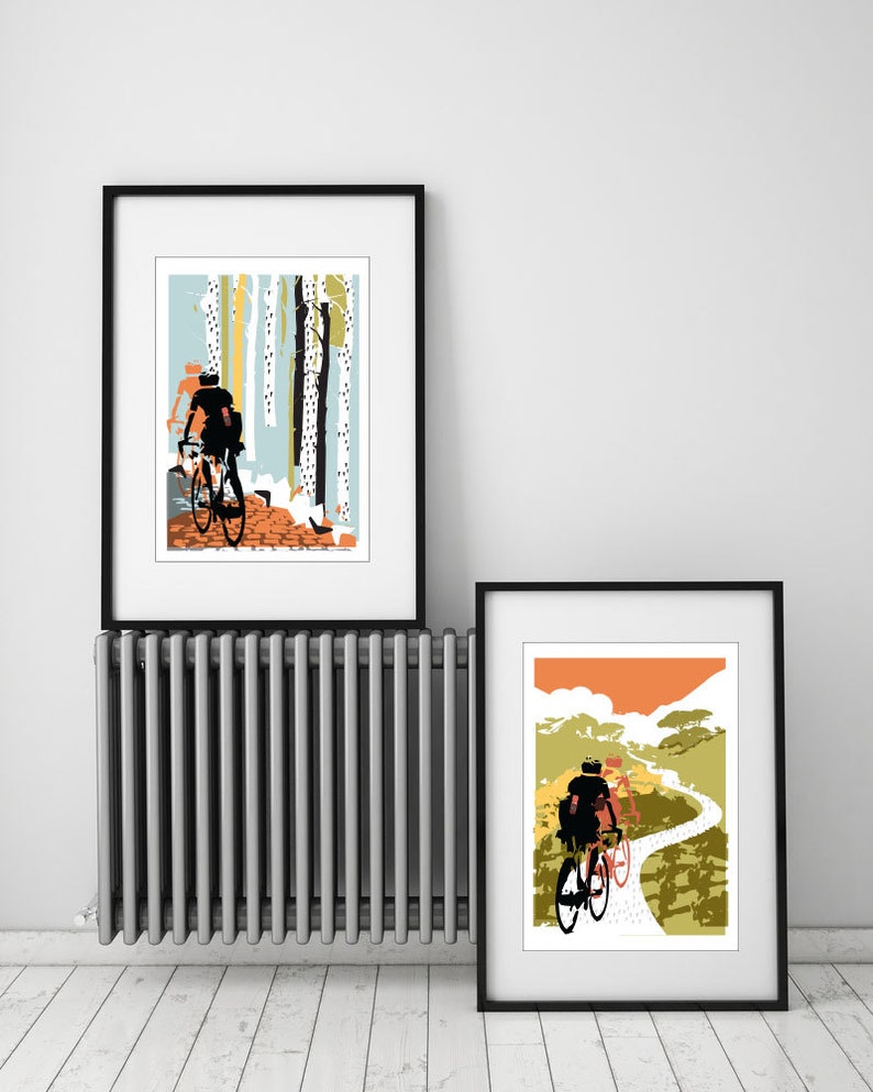 Cycling Print, Set of 2 Cycling Prints, Prints for Cyclists image 1