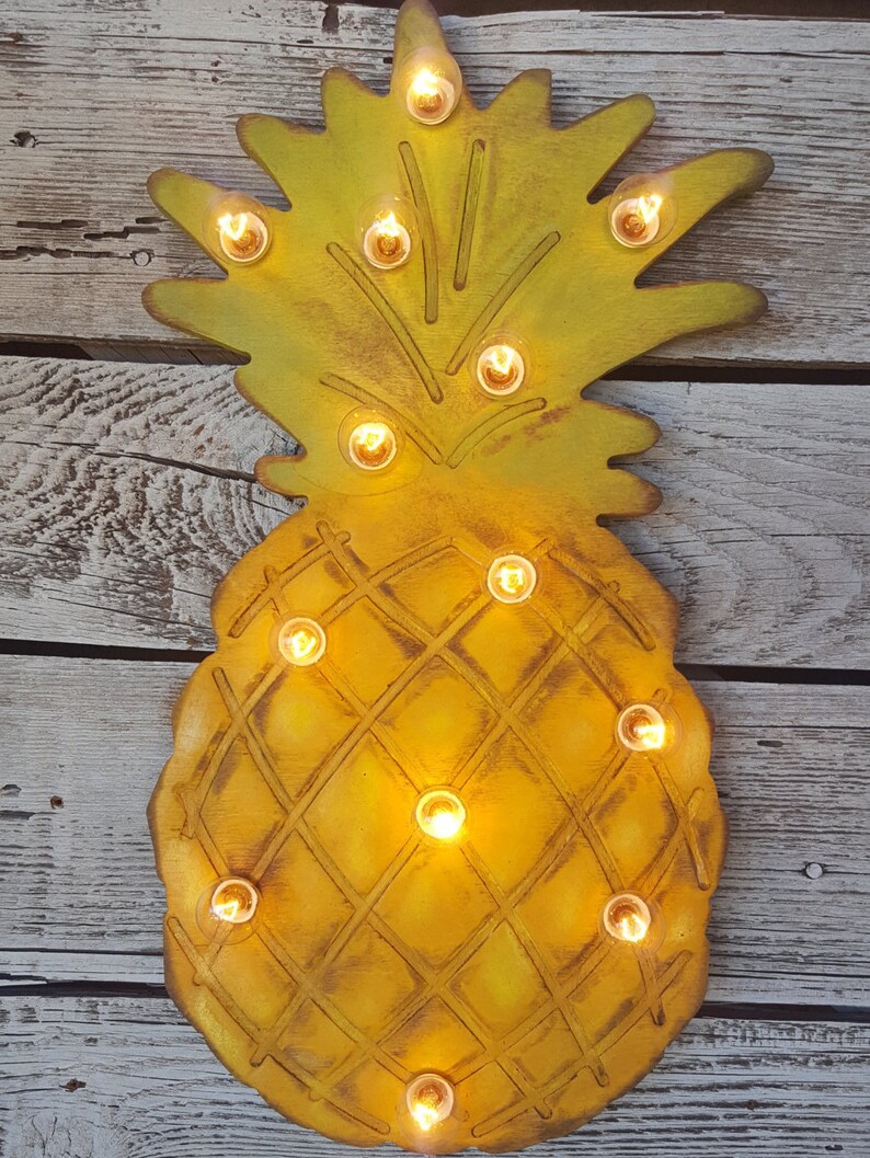 PINEAPPLE Lighted Marquee 20 Wood Home Decor Dorm Etsy