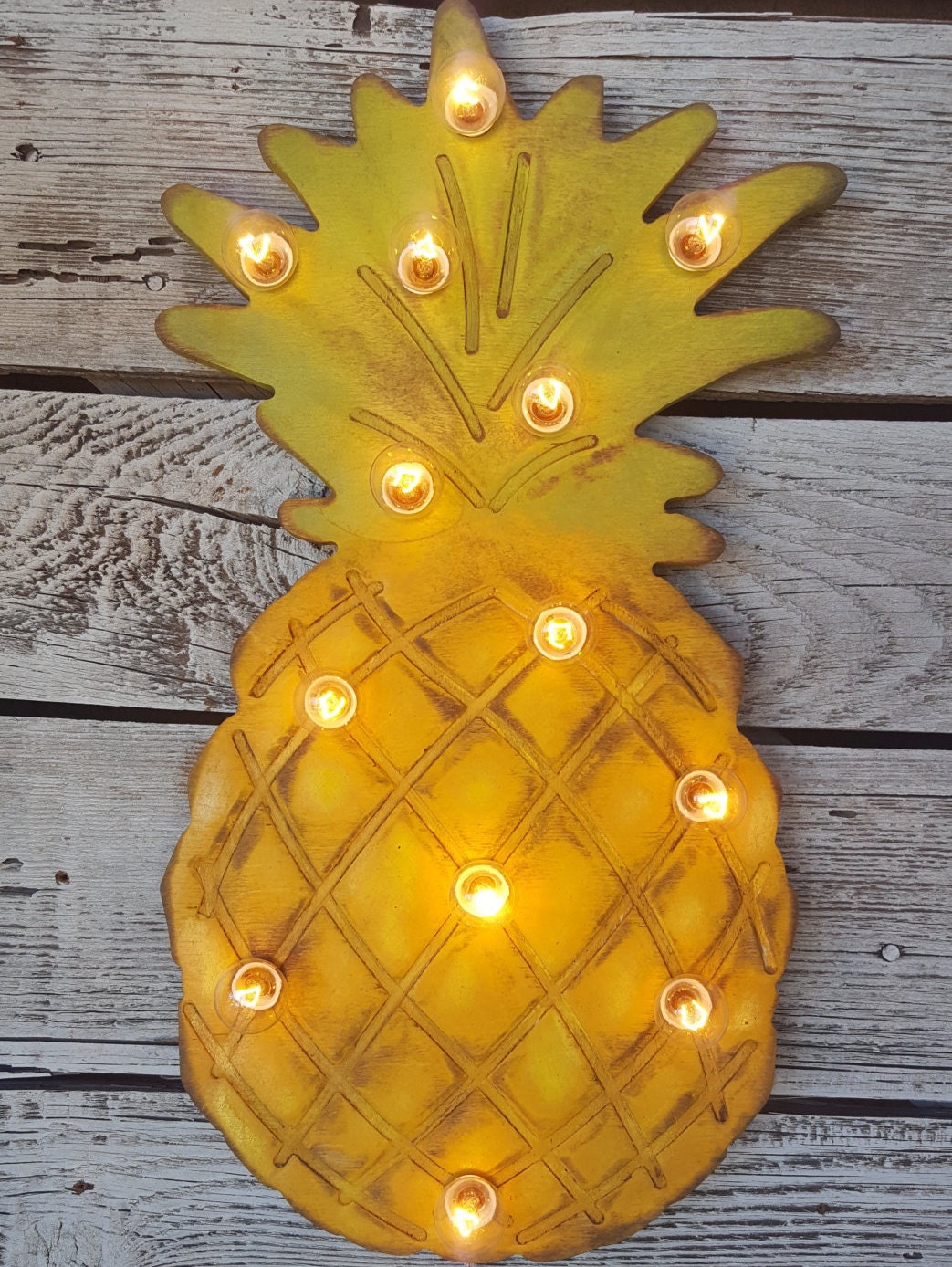 PINEAPPLE Lighted Marquee 20 Wood Home Decor Dorm Etsy