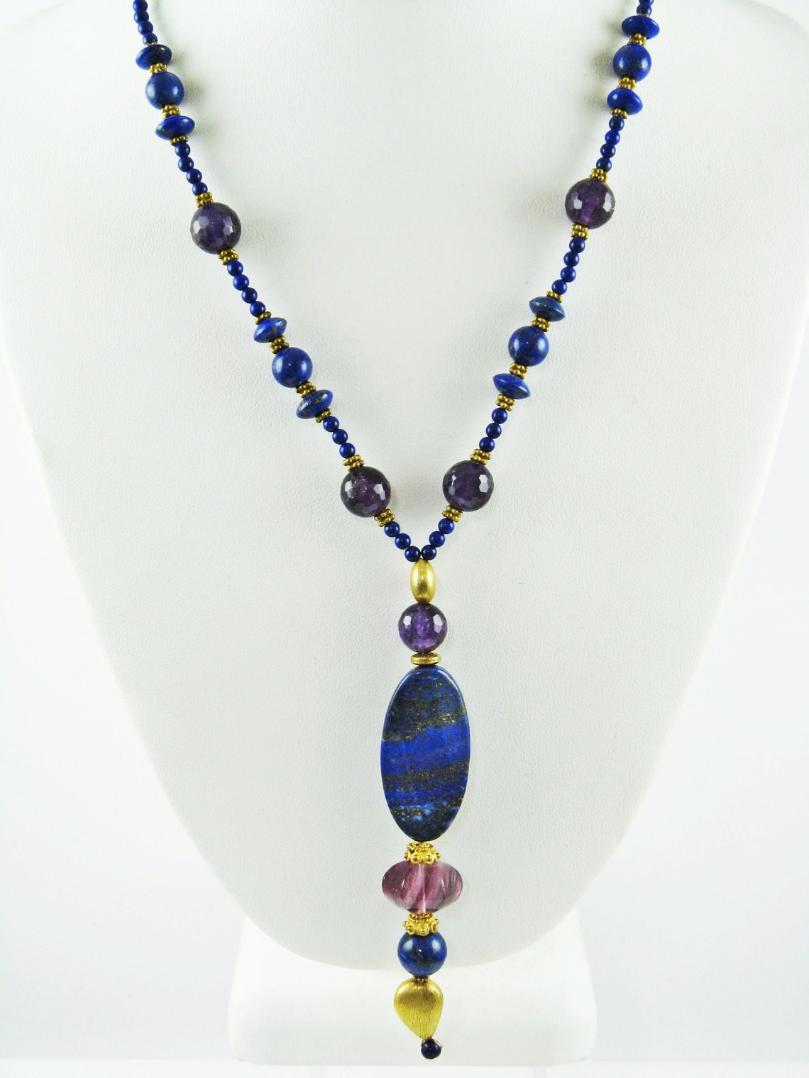 Blue Lapis Necklace Blue Lapis Pendant Lapis 14k Gold Etsy