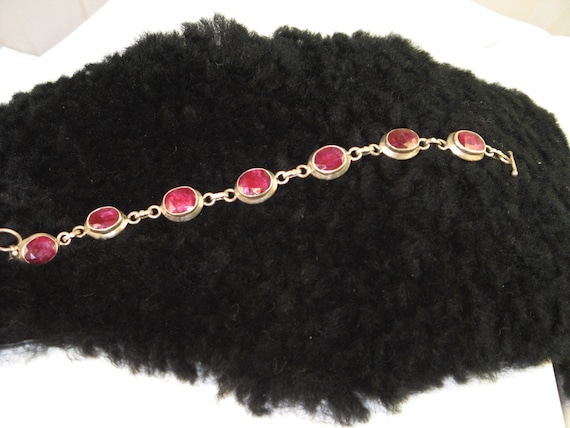 Real Red Ruby Sterling Silver Bracelet: Flexible … - image 1