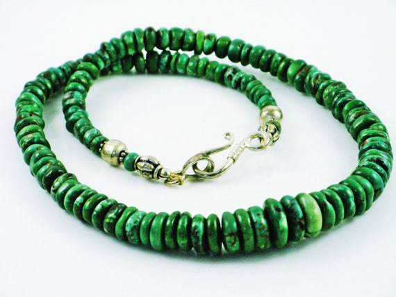 Hand knotted 4 strand Natural Green Turquoise Nugget Necklace Hand knotted 4 strand Natural Green Turquoise Nugget Necklace