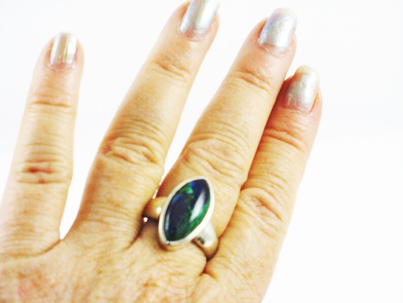 Azurite Malachite Green Malachite Ring Blue Azurite Ring Blue Green Gemstone Natural Gemstone Azurite Ring Malachite Ring Sterling