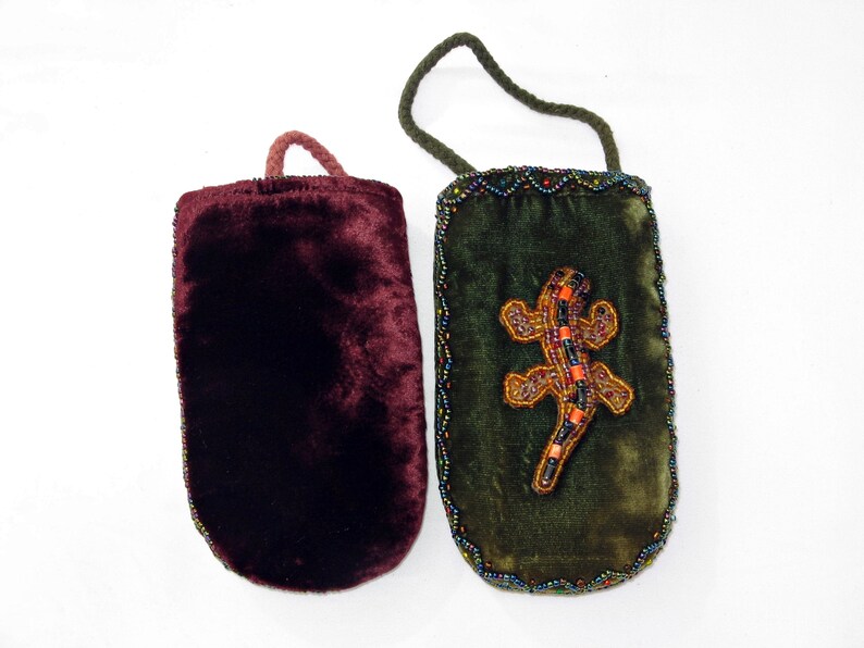 Beadwork Pouch Bead Pouch Zippered Pouch Velvet Bag Zipper Bag Crystal Bag Horse or Owl, Velvet Pouch Velvet Coin Purse Beaded Bag